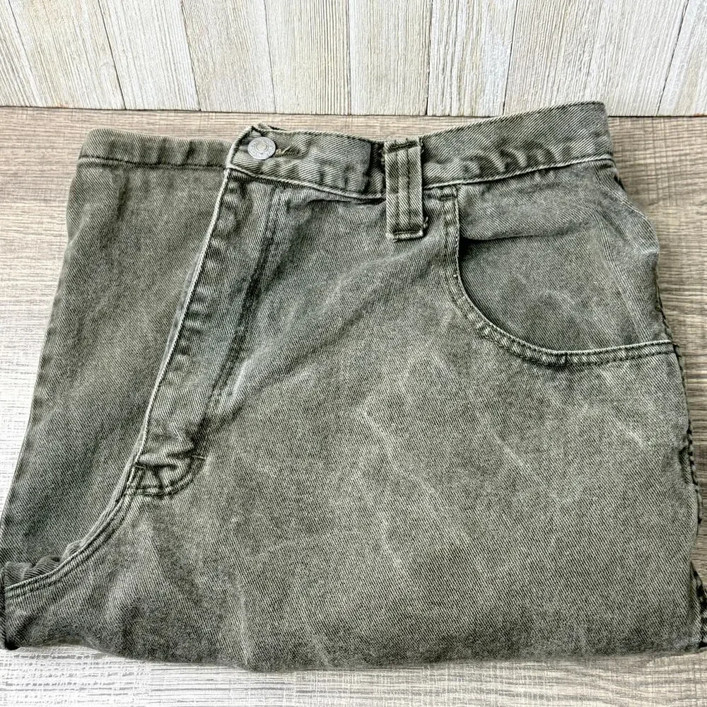 Y2K Faded Black Denim Baggy Jorts Shorts Size 40 Mexico Skater Long 100% Cotton